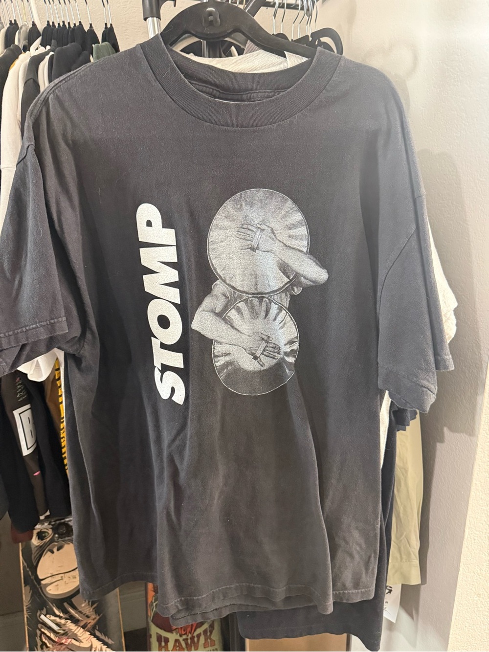 Vintage STOMP Band Tour TShirt Black Mens Size XL 90s Concert